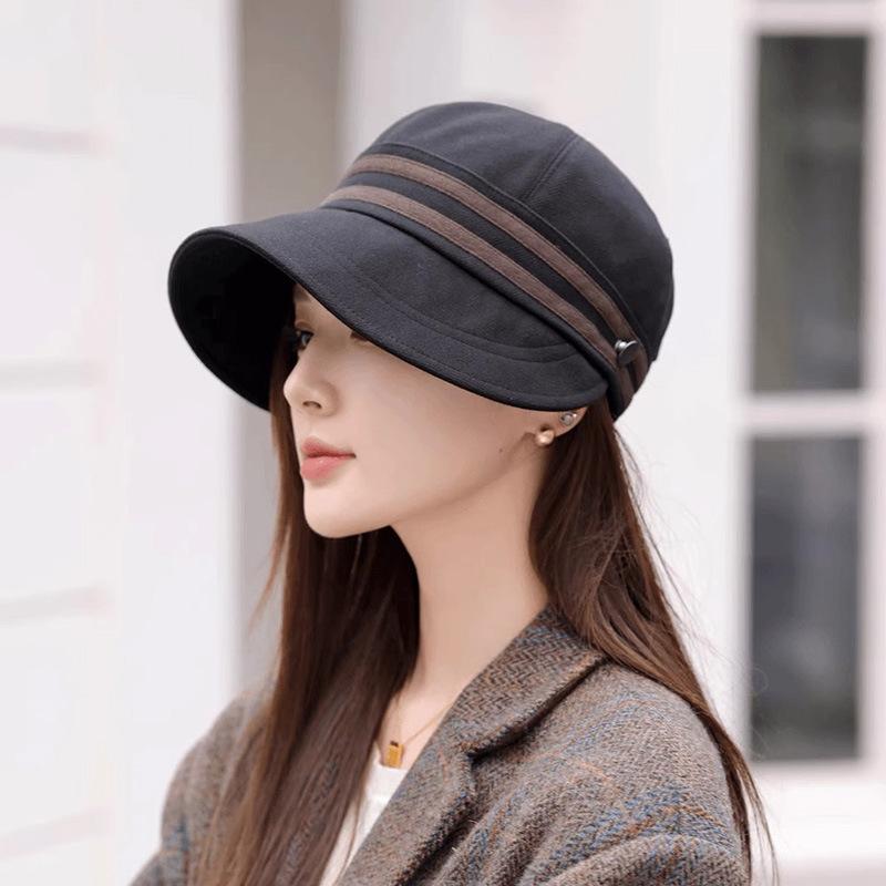Hat - キャップ メンズ レディース 春秋 秋冬 シンプル カラーブロック 鴨嘴帽 韓国風 ファッション ベーシック 顔隠し フィッシングハット フェイスシェイプ 綿 保暖 黒 コーヒー ベージュ カーキ 休闲 ファッション 通勤 丸頂 ワイドブリム
