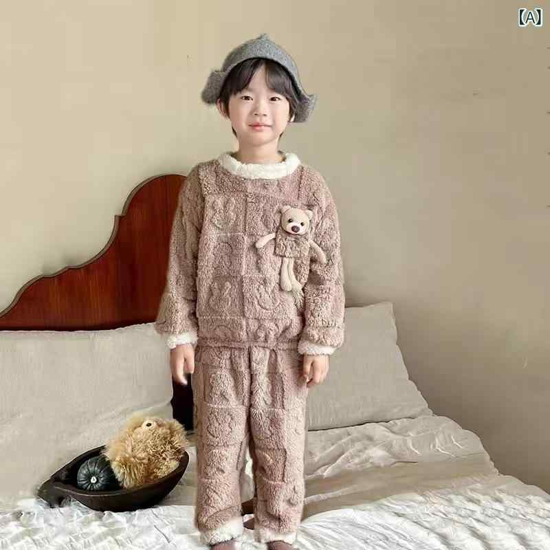 子供用パジャマ ベビー 男女兼用 フランネル 長袖 トップス ズボン 上下セット ア...