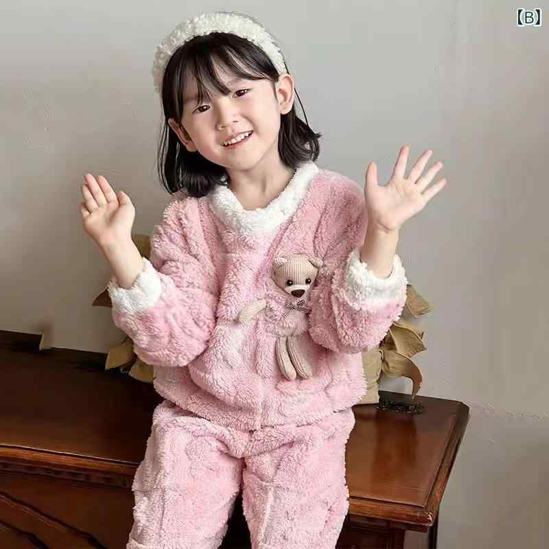 子供用パジャマ ベビー 男女兼用 フランネル 長袖 トップス ズボン 上下セット ア...