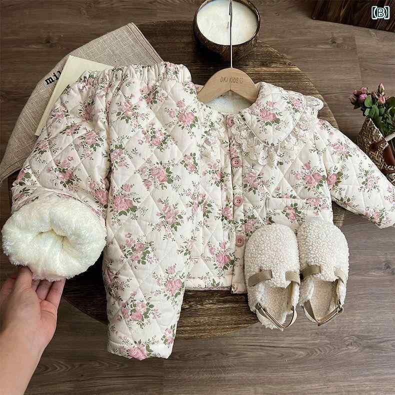 子供用パジャマ 秋冬 女の子 裏起毛 厚手 キッズ ガールズ 部屋着 かわいい 綿 上...