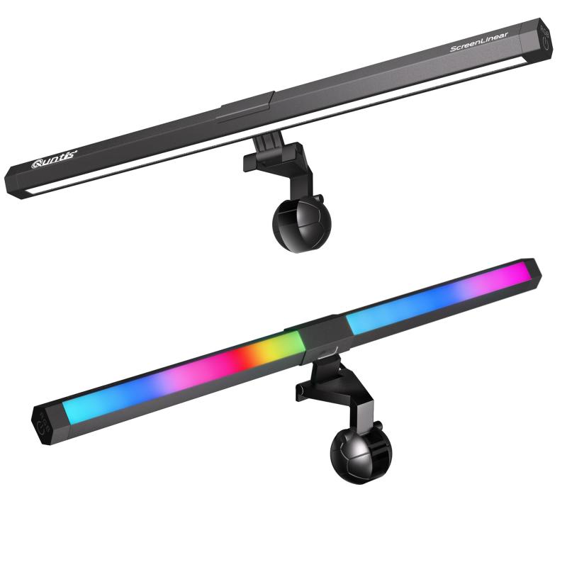 Quntis モニターライト バックライト USB RGB ライト 15種類色モード デスクライト 昼白色/昼光色/電球色 3段階調光 モニター掛け式ライト ゲーミング必須 デスク雰囲気作り 厚さ1~3cmのモニタ