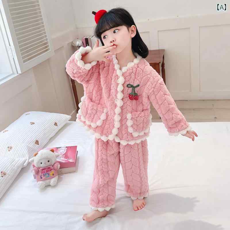子供用パジャマ ガールズ 秋冬 珊瑚フリース 厚手 プリンセス ルームウェア 暖か ...