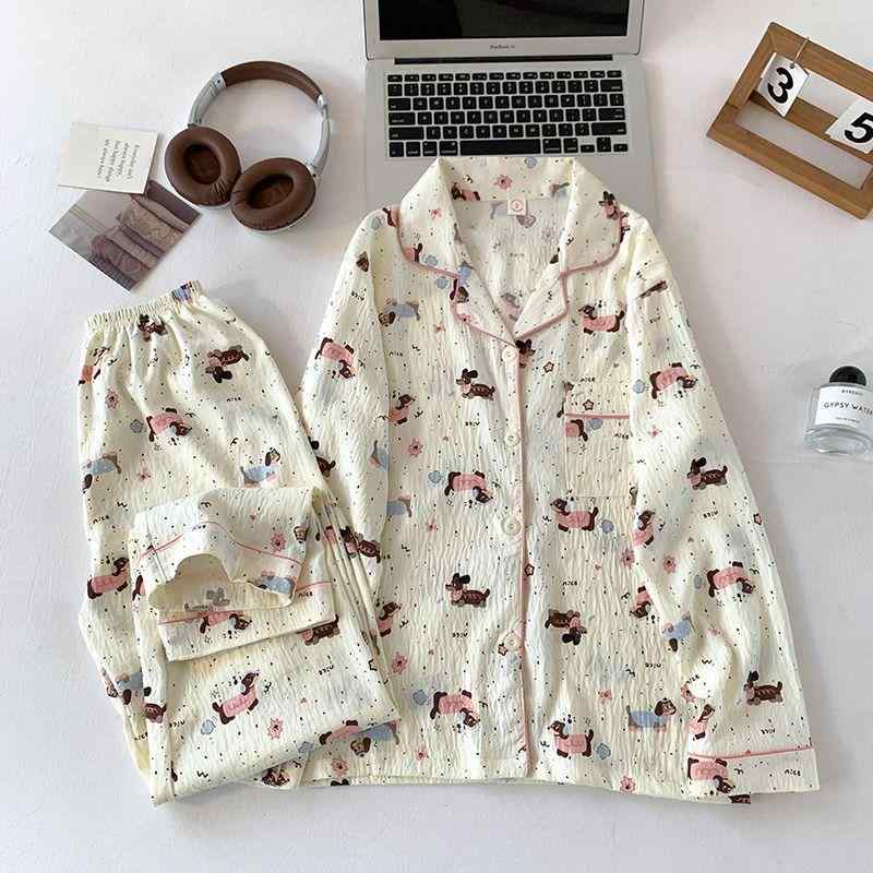 パジャマ レディース 春秋 長袖 長ズボン 雲のような綿 ポリエステル 部屋着 寝間着 ルームウェア 上下..