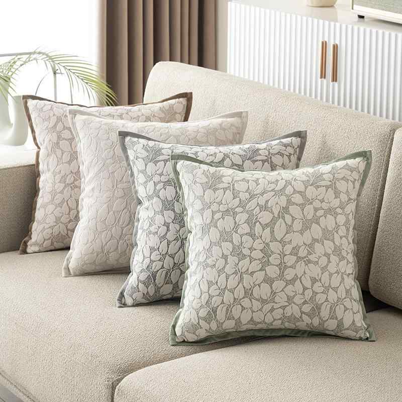 クッションカバー 厚手 シェニール ソファ 背当て レトロ 新中国スタイル エレガント ベッド 枕 花柄 4..