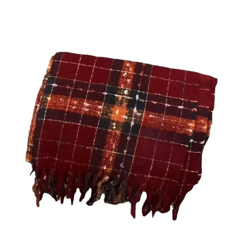 マフラー レディース 秋冬 チェック柄 かわいい 暖かい 防寒 厚手 ストール ショール ポリエステル 普..