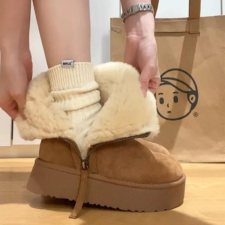 ブーツ レディース 秋冬 防寒 撥水 厚底 滑り止め 暖か 裏起毛 ショートブーツ カジュアル 婦人靴 女性..