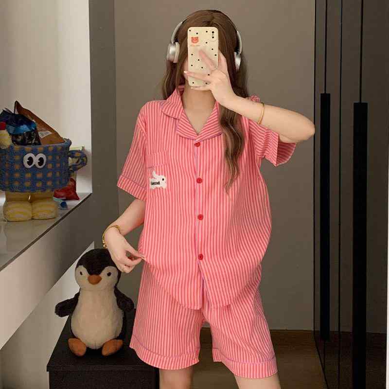 パジャマ レディース 半袖 ショートパンツ 上下セット 部屋着 ルームウェア 綿 ポリエステル 薄手 スト..