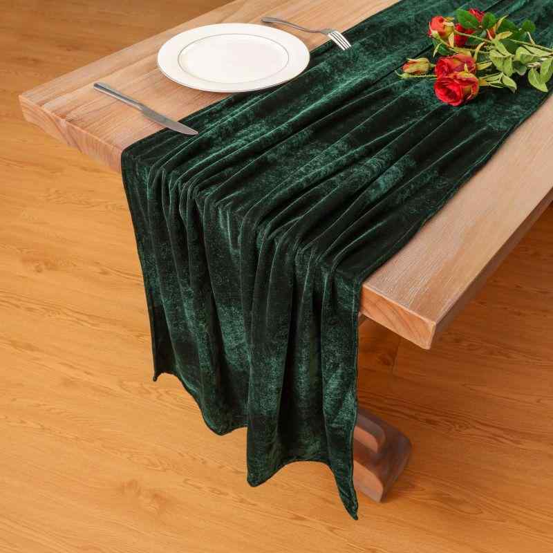 テーブルクロス テーブルランナー ベルベット調 緑 宴会 パーティー ホテル 結婚式 イベント 飾り ポリエステル 無地 74cm 305cm ヨーロッパ ヨーロピアン アジアン