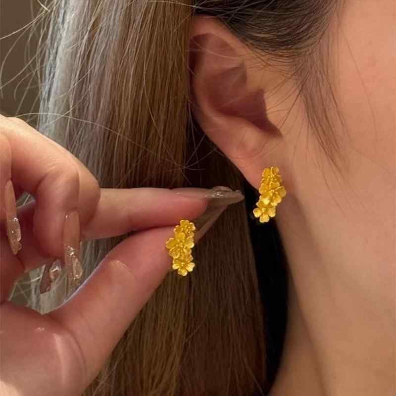 ピアス レディース 春夏 桜 モチーフ レトロ ゴールド 電気メッキ加工 高見え かわいい デザイン チタン 針