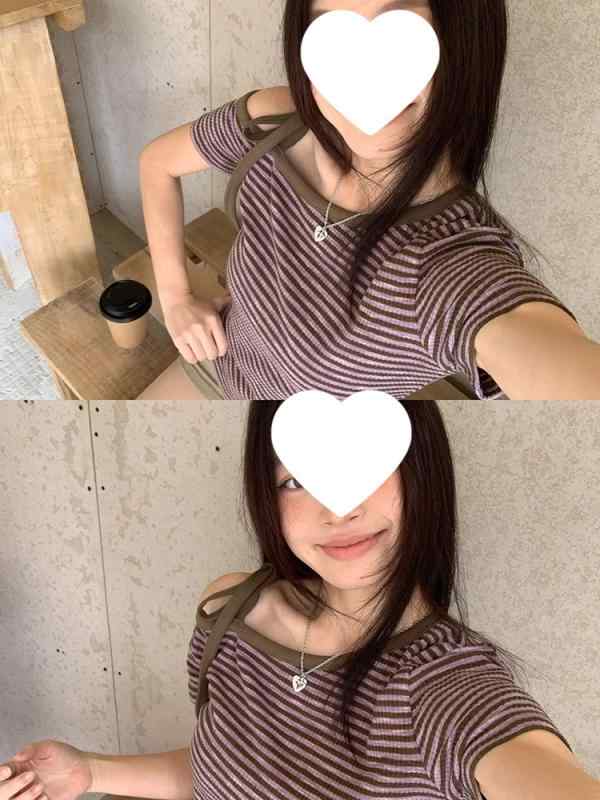 Tシャツ レディース 韓国風 ストライプ柄 オフショルダー トップス 紫色 カットソー 半袖 修身 プリンセススリーブ 切り替え 普段使い かわいい