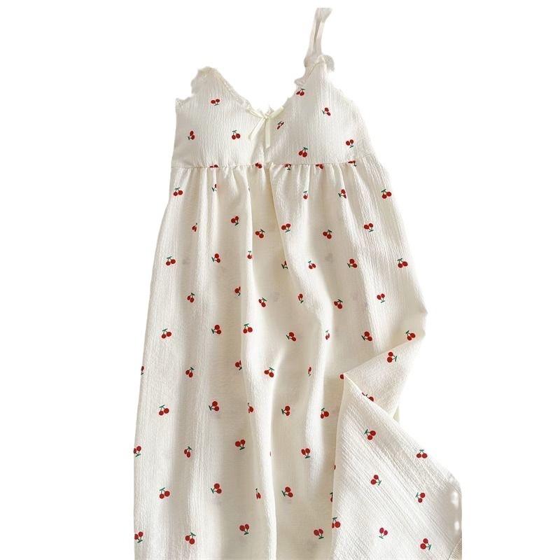 ワンピース レディース 綿 キャミソール 膝丈 かわいい ルームウェア 部屋着 接触冷感 通気性 リラックス ゆったり 春夏 パジャマ