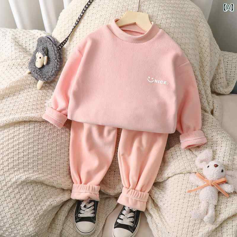 子供用ルームウェア 秋冬用奥利绒 セットアップ 女の子 加絨 加厚 パジャマ 男の子...