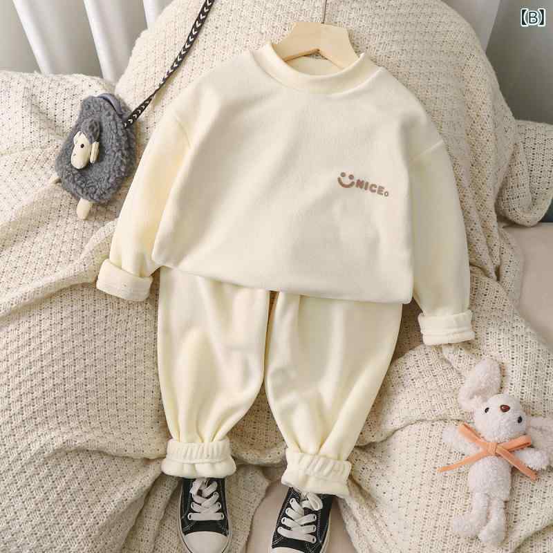 子供用ルームウェア 秋冬用奥利绒 セットアップ 女の子 加絨 加厚 パジャマ 男の子...