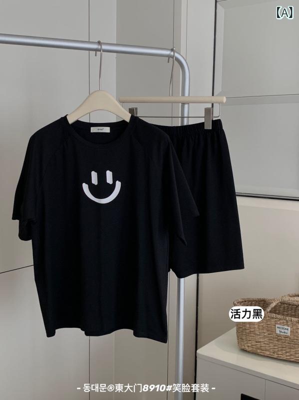 ・商品カテゴリ: セットアップ・素材: 綿・スタイル: セットアップ・生地の厚さ: 薄手・生地の厚さ（重量）: 普通(181-200g/平方メートル)・ネックライン: ラウンドネック・パンツ丈: ショートパンツ・機能: リラックス, 通気性...