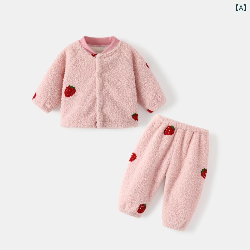 ベビー キッズ 裏起毛 パジャマ 上下セット 秋冬 長袖 暖か 厚手 かわいい アニマ...