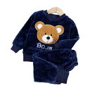 子供用パジャマ 上下セット 男の子 ベビー服 フランネル 厚手 あったか 秋冬 寝間着 部屋着 80 90 100 110 120 130 紺 グレー ブラウン...