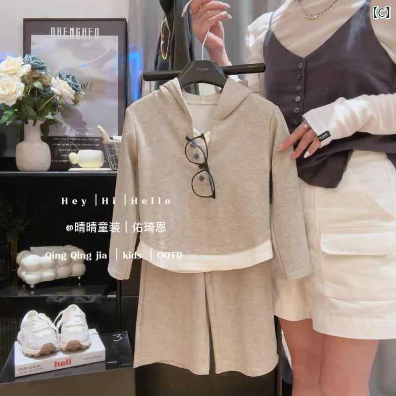 子供用セットアップ キッズ 女の子 裏起毛 パーカー ワイドパンツ 2点セット かわいい おしゃれ 普段着 ルームウェア ピンク グレー ベージュ