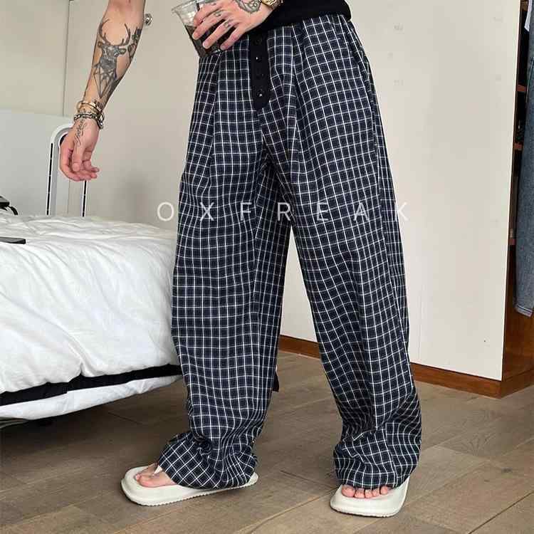 パンツ メンズ 韓国風 格子柄 ストレートパンツ カジュアルパンツ ズボン ボトムス 春秋 普段使い