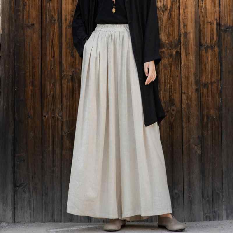 Rakuten - パンツ レディース 婦人服 コットン リネン 薄手 ワイドレッグ ズボン 文芸風 リラックス ヨガ 瞑想 春秋
