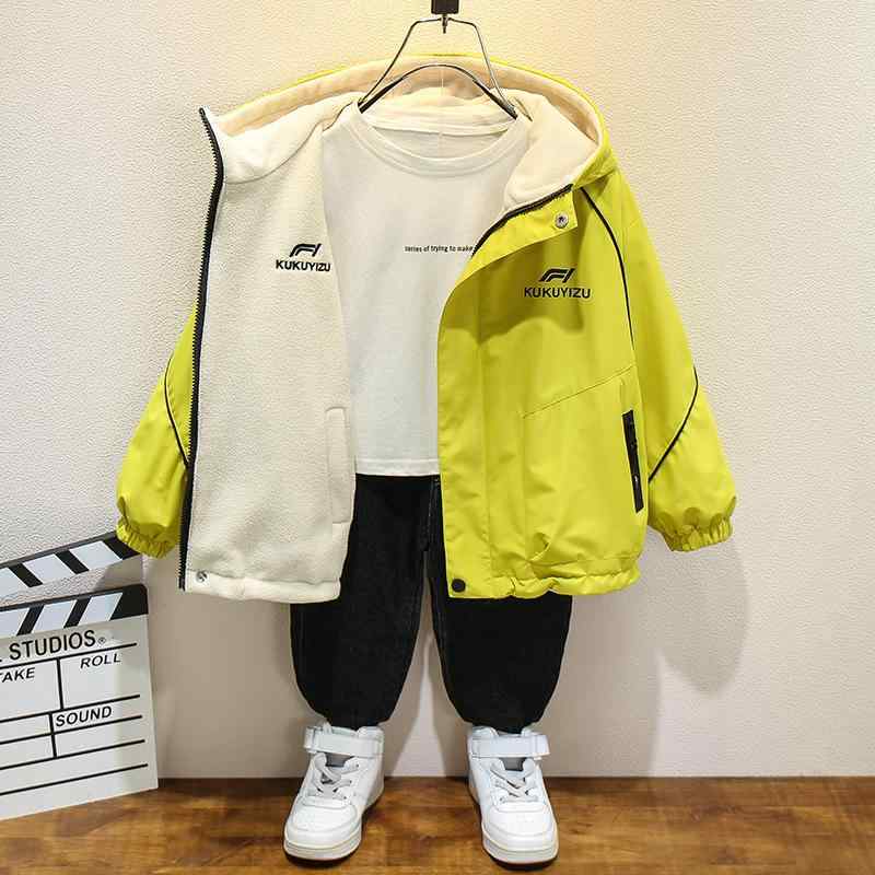 キッズ用ジャケット 春秋 中 толстовка детская 裏起毛 ウインドブレーカー リバーシブル アウター 男の子 ボーイズ 110cm 120cm 130cm 140cm 150cm 160cm 170cm 焦糖色 グリーン 運動着