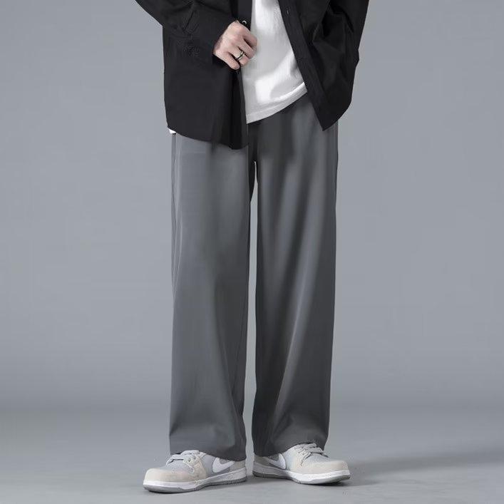 パンツ メンズ 薄手 イージーパンツ リラックスパンツ 接触冷感 速乾 涼しい ワイド ストレート 無地 黒 ブラック グレー カーキ ポリエステル 春夏 部屋着 ルームウェア