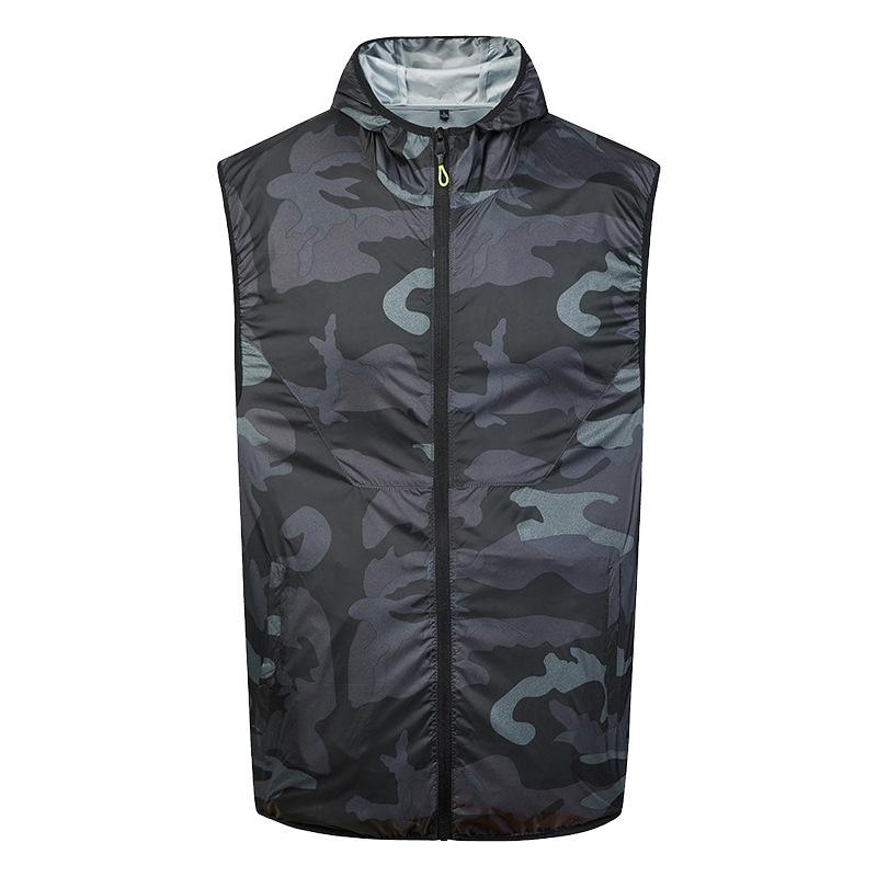ベスト 男性用 空調服 ファン付き 作業服 夏 冷却 迷彩 青 グレー 紺 ポリエステル 薄手 ワークウェア アウトドア
