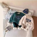 子供用スウェット 上下セット 春秋冬 男女兼用 裏起毛 トップス パンツ 2点セット 普段着 部屋着 グレー ベージュ系 グリーン系