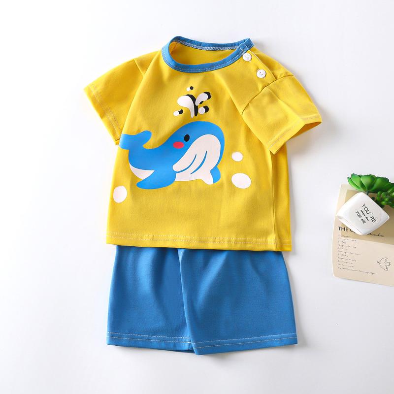 子供用半袖Tシャツ パンツセット 女児夏服 男児 ベビー服 韓国子供服 上下セット 綿100％ 薄手 かわいい 小海豚 小犬 スイカ柄 ウサギ柄 虎柄 宇宙飛行士柄 シカ柄 馬柄 73 80 90 100 110 120 130cm