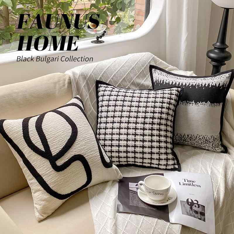 クッション 北欧 INS 抱き枕 黒 白 レトロ ラビットファー ソファ 背当て 枕 カバー PP綿 ぬいぐるみ ..