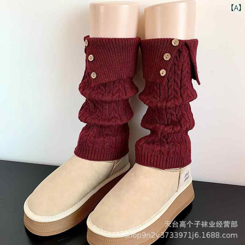 靴下 レディース 秋冬 ニット レッグウォーマー ケーブル編み リブ編み ミドル丈 ホワイト 白 レッド 赤 ブラック 黒 灰色 コーヒー色 カジュアル 普段使い(4)