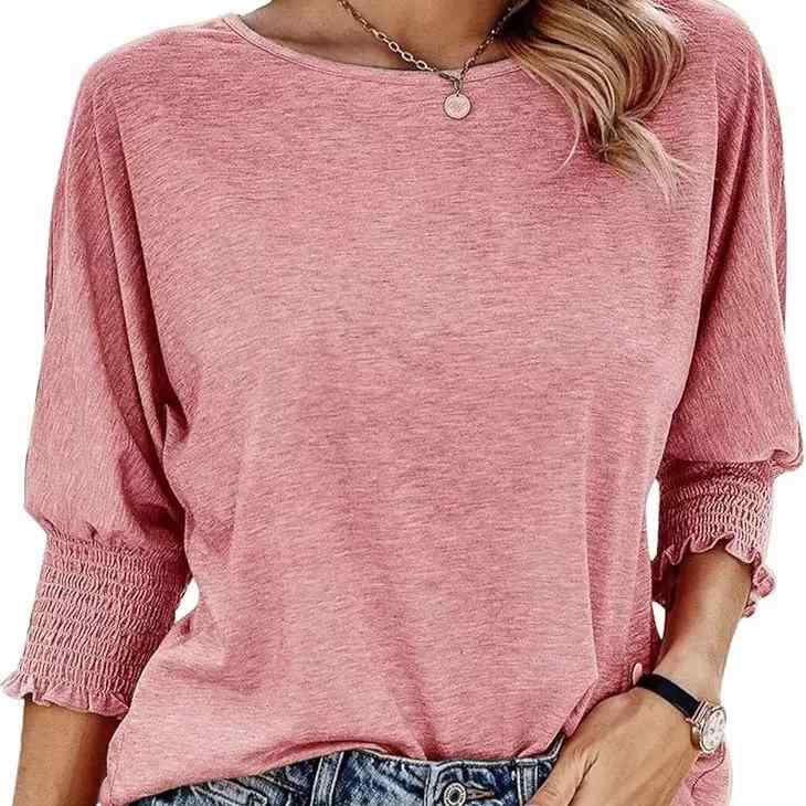 Tシャツ レディース ゆったり ラウンドネック ドロップショルダー ビッグシルエット チュニック丈 カットソー トップス ポリエステル カラフル 無地 普段使い 通勤着 オフィス カジュアル 春夏