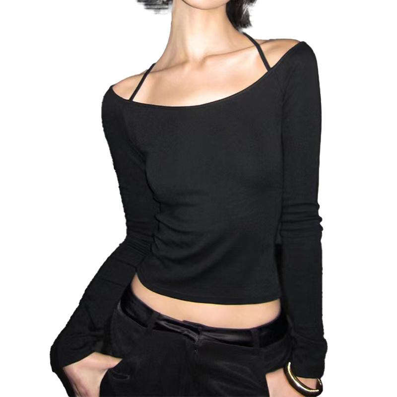 Garments - Tシャツ レディース 春夏 長袖 スリムフィット 街頭 欧米風 ポリエステル 無地 接触冷感 トップス