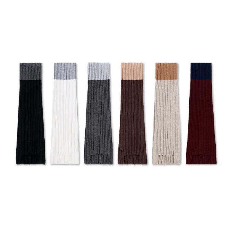 靴下 レディース ケーブル編み ニット レッグウォーマー ミドル丈 アクリル 混紡 バイカラー 秋冬 ブラック グレー ブラウン ホワイト レッド 冷え対策 あったかグッズ かわいい 美脚効果 ルーズソックス Y2Kファッション 韓国風