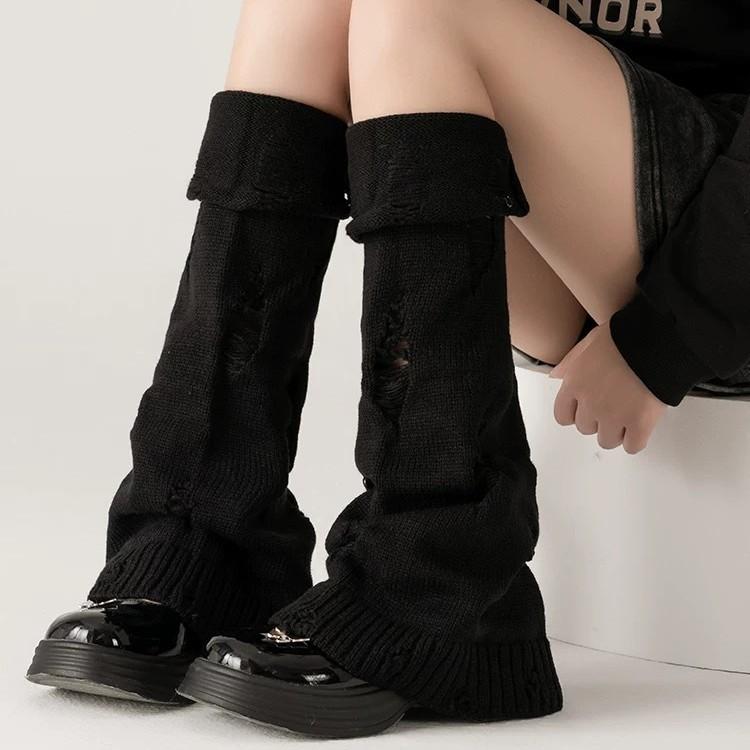 靴下 レディース 秋冬 レッグウォーマー ニット 高筒 ニーハイソックス 厚手 アクリル 無地 黒 白 グレー 防寒 冷え対策 暖かい かわいい 美脚 普段使い(4)