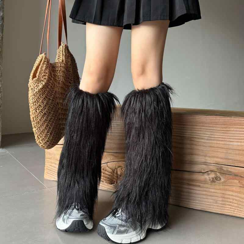 靴下 レディース 秋冬 フェイクファー レッグウォーマー 厚手 ふわふわ もこもこ 防寒