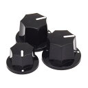 Yibuy ブラック 1 SET OF 3 コントロールノブジャズベースギター用 6mm ポット エレキギターパーツ 七角形 便利な操作性 ヴィンテージスタイル