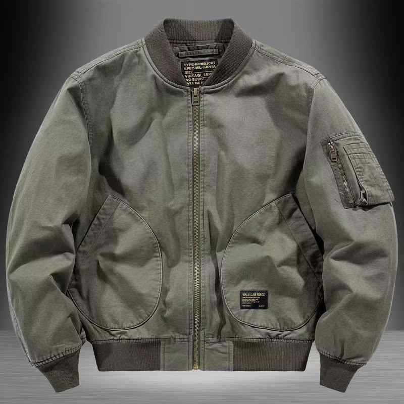 Rakuten - ジャケット メンズ MA-1 ミリタリー ブルゾン ジャンパー 男性用 アウター 秋冬 耐摩耗性 ポリエステル 無地 カーキ 深青色 軍緑色