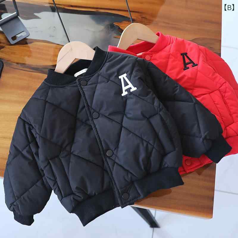 子供用綿入りジャケット キッズ ベビー 中綿入り コート 男の子 冬服 厚手 防寒 アウター 赤 黒 白 ベージュ