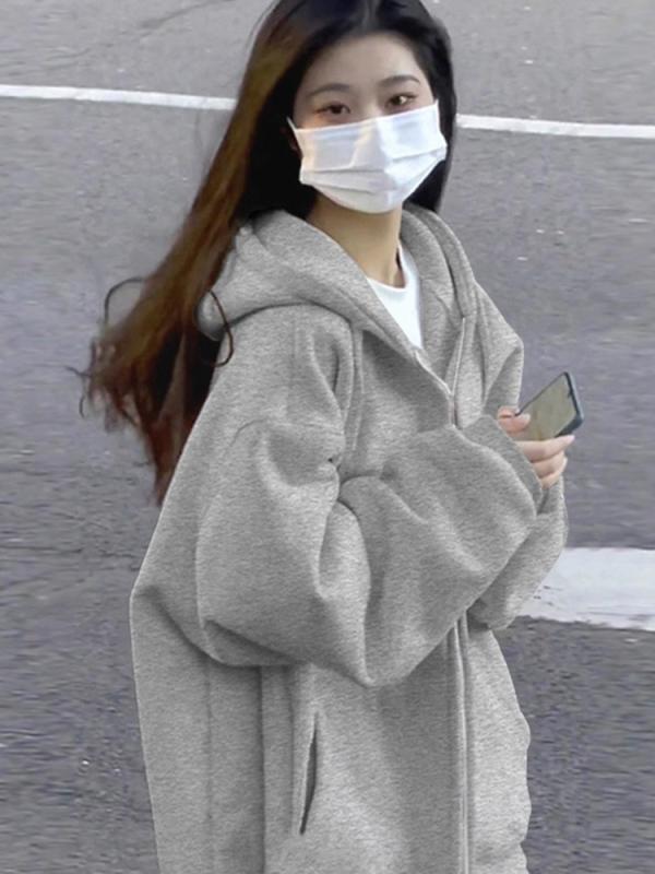 パーカー レディース 秋冬 オーバーサイズ フーディ 薄手 カーディガン 韓国風 ゆったり 部屋着 花灰色 深灰 黒色 杏色 ブルー ピンク系 ワインレッド グリーン 紺色 ブラウン ポリエステル