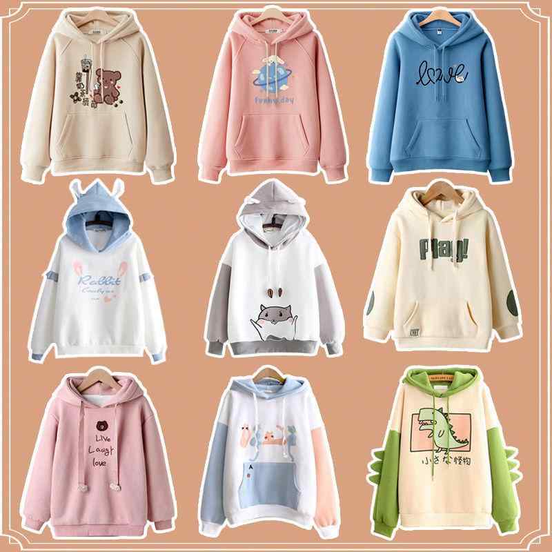 パーカー レディース 秋冬 裏起毛 スウェット 韓国風 かわいい カジュアル ゆったり フード付き トップス 長袖 厚手 あったか 防寒 学生 通勤