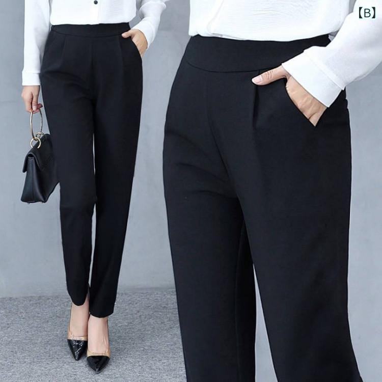 シャドーテールのパンツ レディース 春夏秋 ハーレムパンツ 9分丈 ゆったり 香蕉パンツ ウエストゴム 細見え カジュアル ポリエステル グリーン ブラック カラメル M L XL XXL XXXL｜アングル3