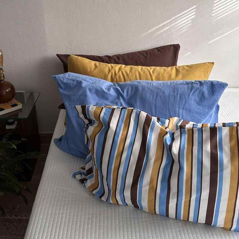 枕カバー コットン 枕カバー 100% 綿 48×74cm イエロー 2枚セット ウォッシュ加工