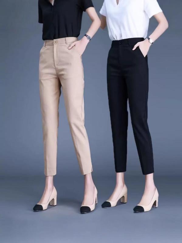 パンツ レディース テーパードパンツ スラックス ロングパンツ 春秋 ハイウエスト 美脚 着痩せ ブラック ホワイト ポリエステル100% 通勤 普段使い