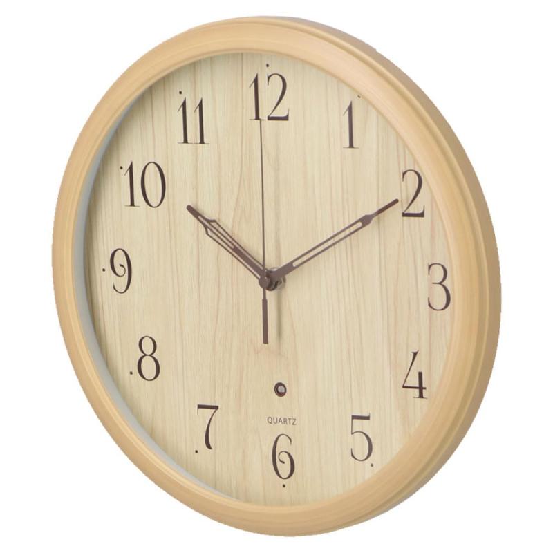 コーナンオリジナル LIFELEX AUTOライト木目調掛時計 FX-238Q1 ナチュラル