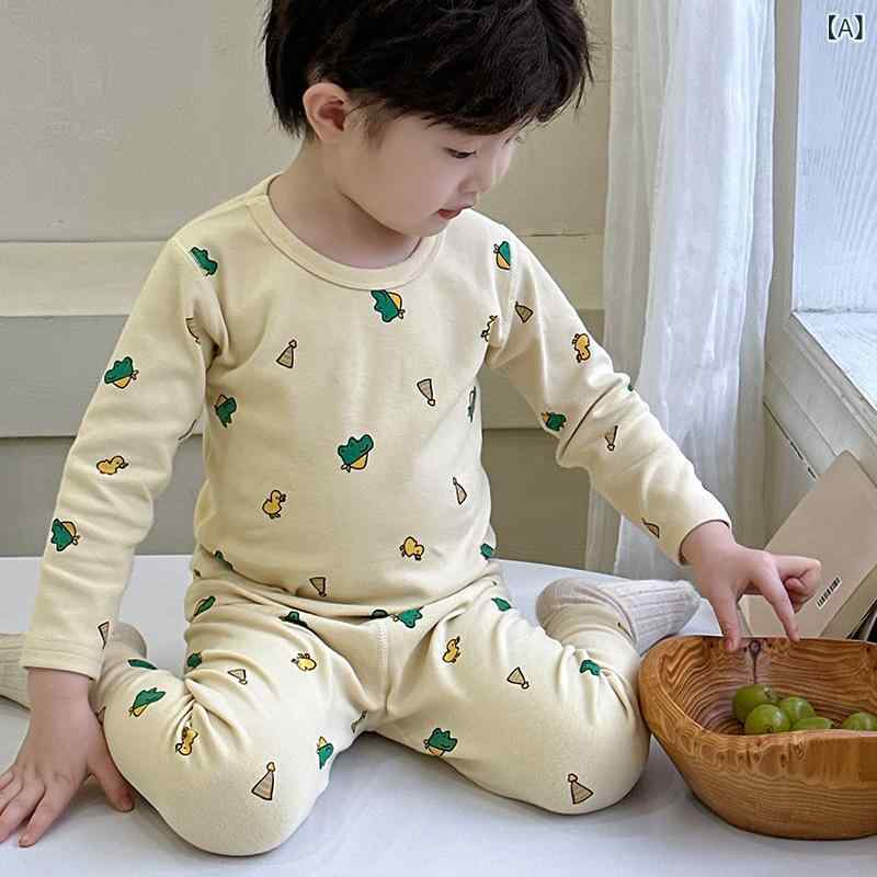 シャドーテールの子供用パジャマ 秋冬 加厚 純綿 ベビー ルームウェア 女の子 男の子 秋服 冬服 インナー 上下セット アニマル柄 かわいい 90cm 100cm 110cm 120cm 130cm 140cm 150cm 160cm｜アングル2