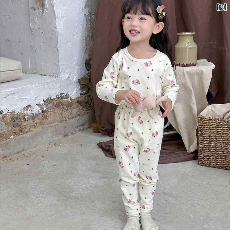 シャドーテールの子供用パジャマ 秋冬 加厚 純綿 ベビー ルームウェア 女の子 男の子 秋服 冬服 インナー 上下セット アニマル柄 かわいい 90cm 100cm 110cm 120cm 130cm 140cm 150cm 160cm｜アングル3