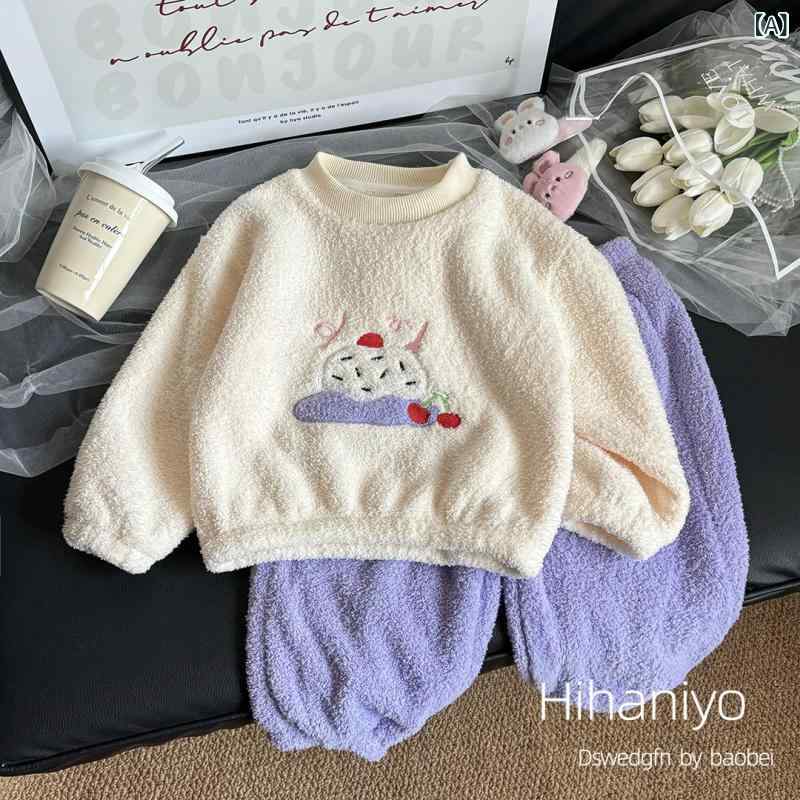 子供用パジャマ 秋冬 ベビー キッズ 厚手 フリース あったか 上下セット かわいい ...