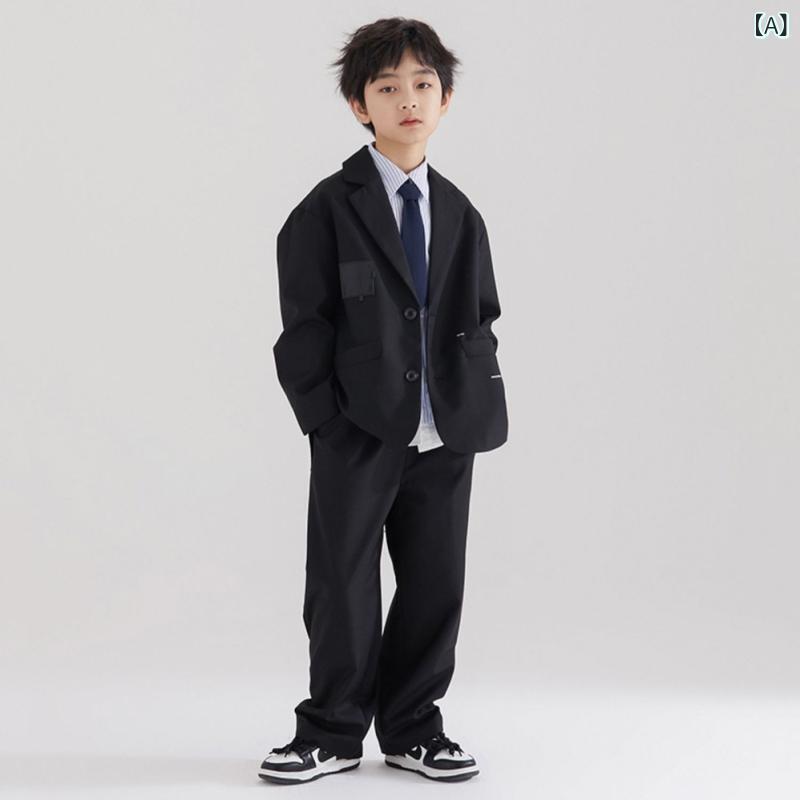 子供用スーツ 春秋 男の子 フォーマル パンツスーツ 上下セット 長袖 ストライプ柄 120cm 130cm 140cm 150cm 160cm 170cm 180cm 2
