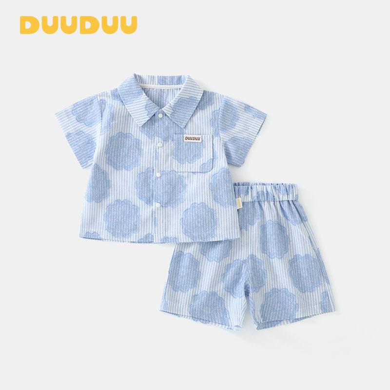 子供用シャツ ショートパンツ 上下セット 夏物 男の子 ベビー服 半袖 薄手 コットン カートゥーン柄 ブルー 80cm 90cm 100cm 110cm 120cm