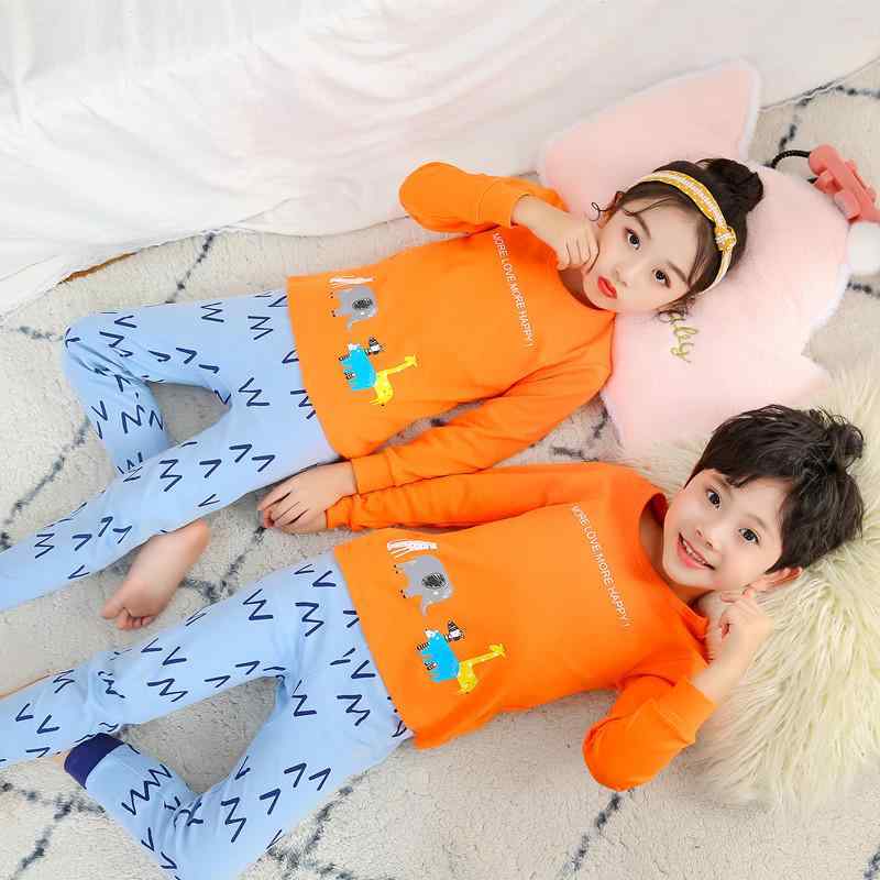 子供用インナー 上下セット 綿 男児 女児 長袖パジャマ コットン100％ ベビー 秋 冬 部屋着 ルームウェア かわいい動物柄 プリント 伸縮性 吸湿性 90cm 100cm 110cm 120cm 130cm 140cm 150cm 160cm
